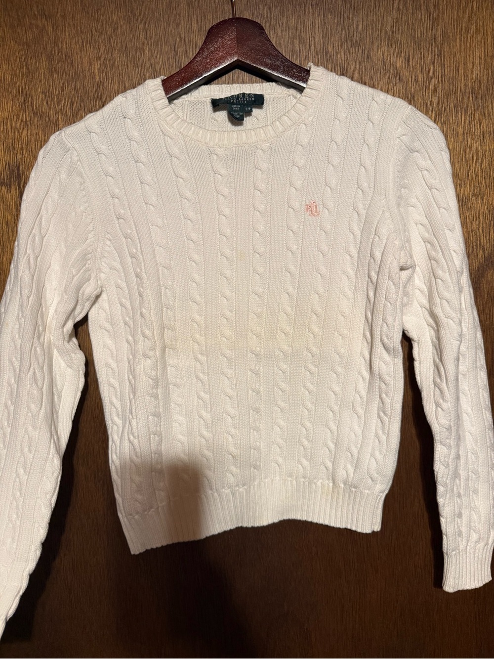 Cable-Knit Crewneck Sweater in Cream - Lauren Ralph Lauren Size P/P